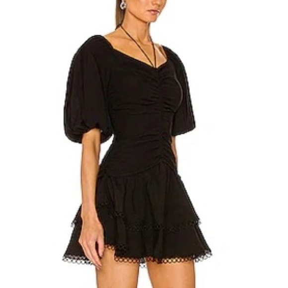 Jonathan SIMKHAI Auden Puff Sleeve Ruched Minidress - Picture 1 of 13